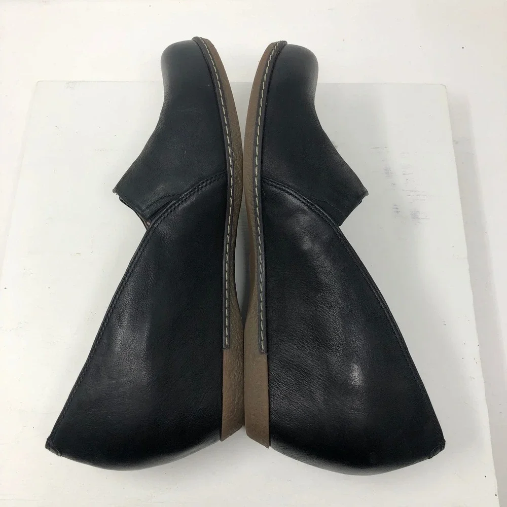 Dansko Loralie Wedge Loafers Womens 39 US 8.5 Black Leather Slip On Career